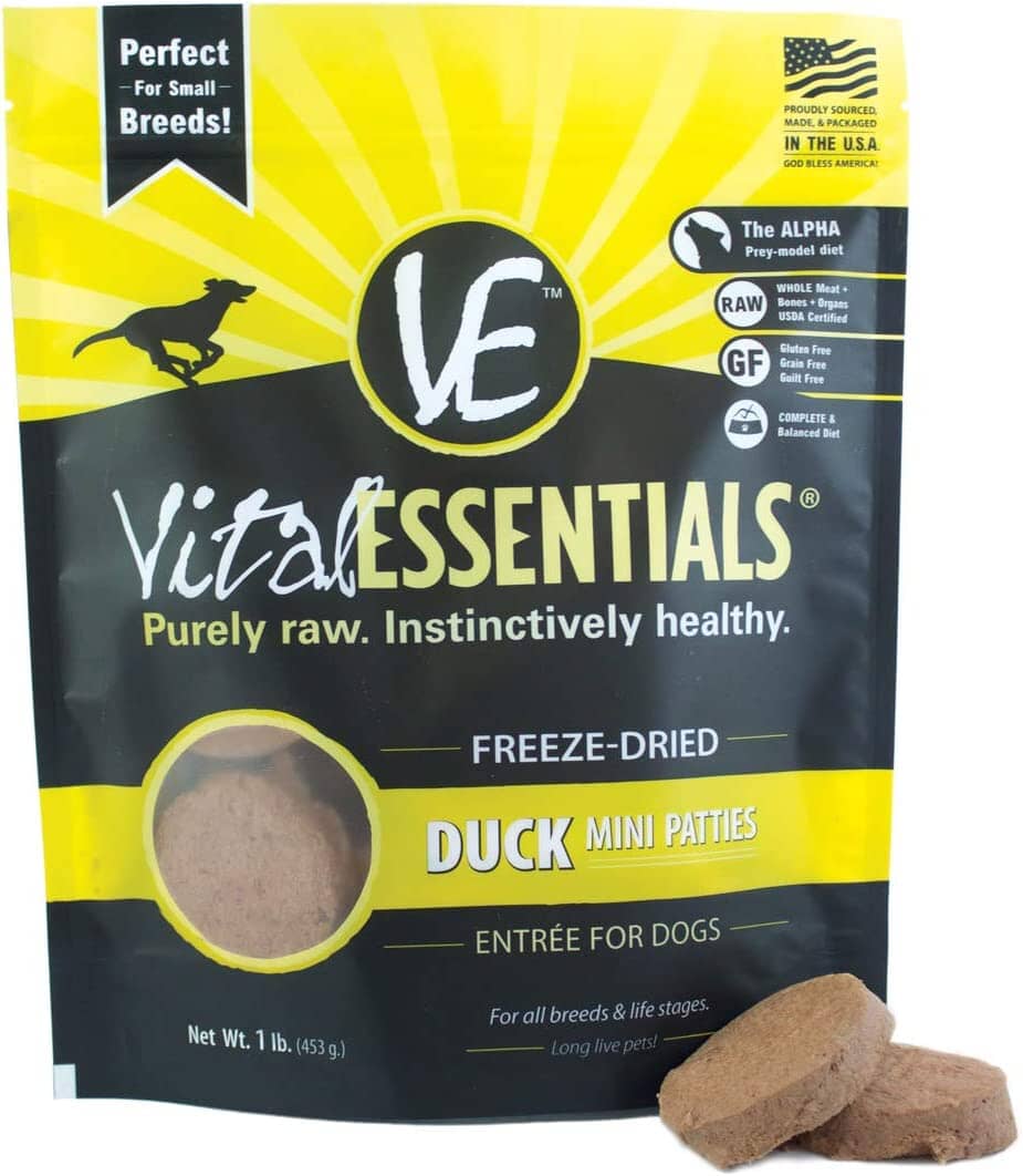 Vital Essentials Duck Mini Patties Entrée Freeze-Dried Dog Food - 1 Lb  