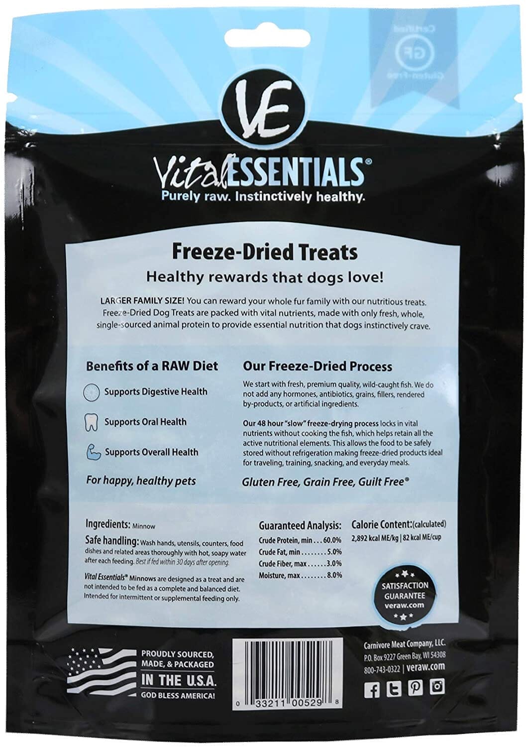 Vital Essentials Family Size Minnows Freeze-Dried Dog Treats - 2.5 Oz  