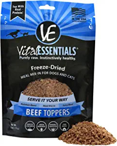 Vital Essentials Freeze-Dried Beef Toppers for Dogs & Cats - 6 Oz  