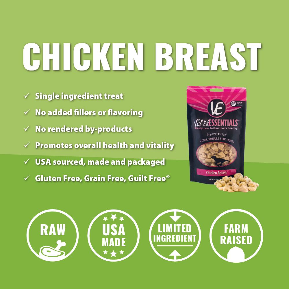 Vital Essentials Freeze Dried Chicken Breast Vital Treats for Dogs  