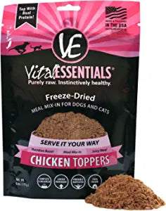 Vital Essentials Freeze-Dried Chicken Toppers for Dogs & Cats - 6 Oz  