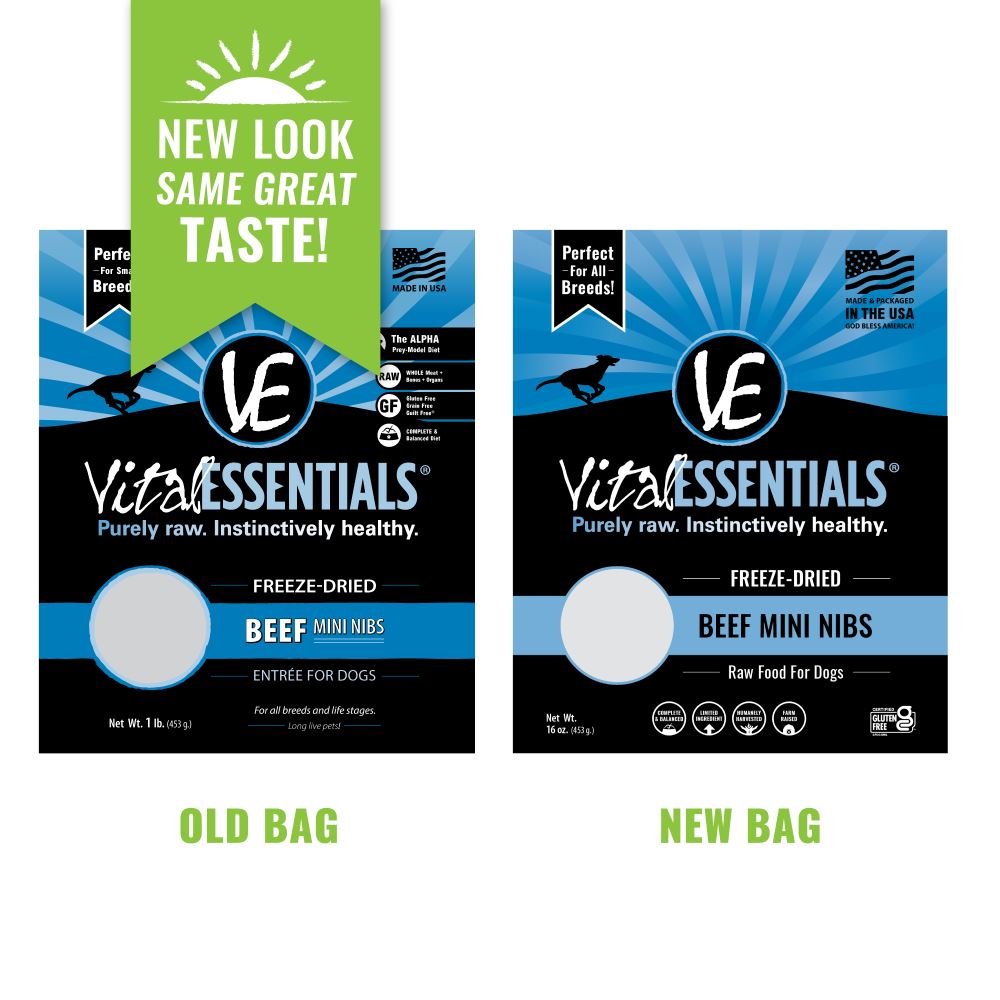 Vital Essentials Freeze Dried Grain Free Beef Mini Nibs Entree for Dogs Food  