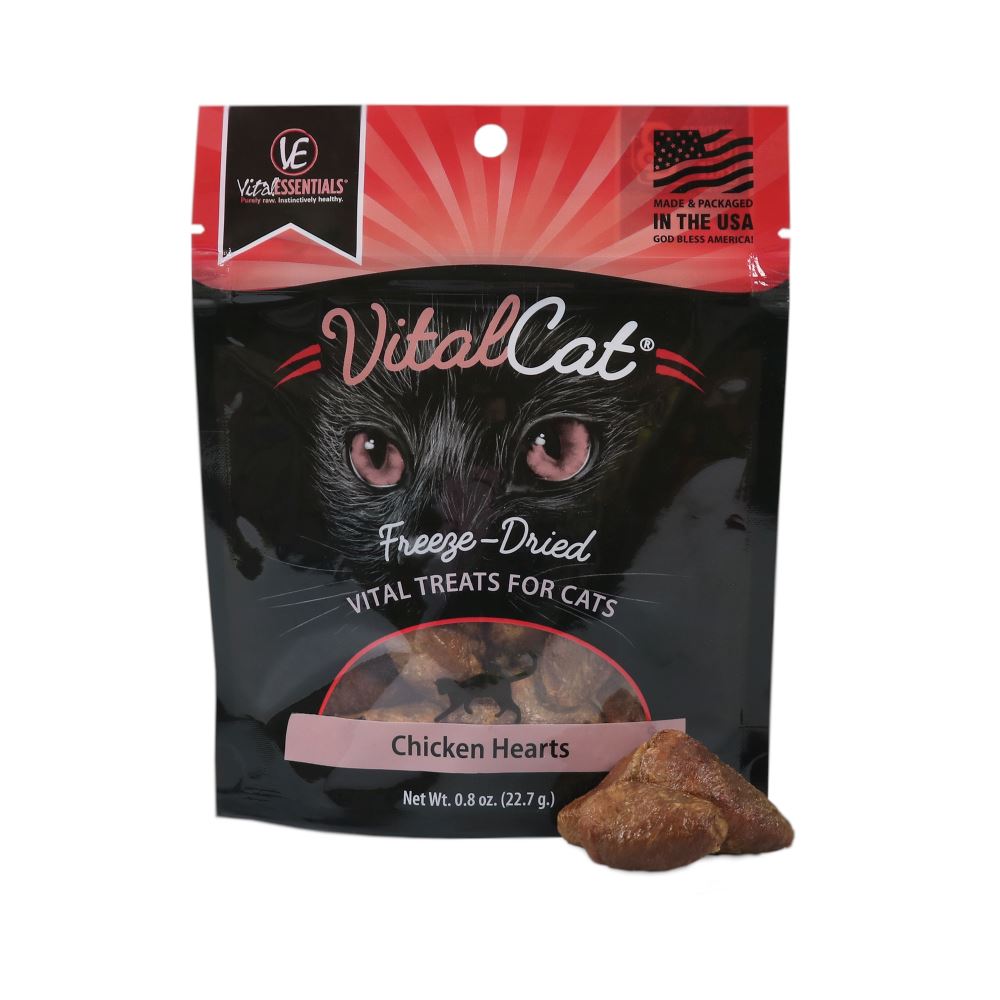 Vital Essentials Freeze Dried Grain Free Chicken Hearts Limited Ingredient Cat Treats  