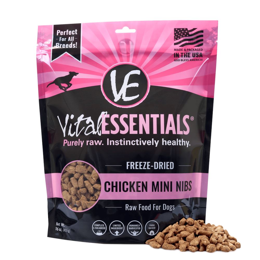 Vital Essentials Freeze Dried Grain Free Chicken Mini Nibs Entree for Dogs Food  