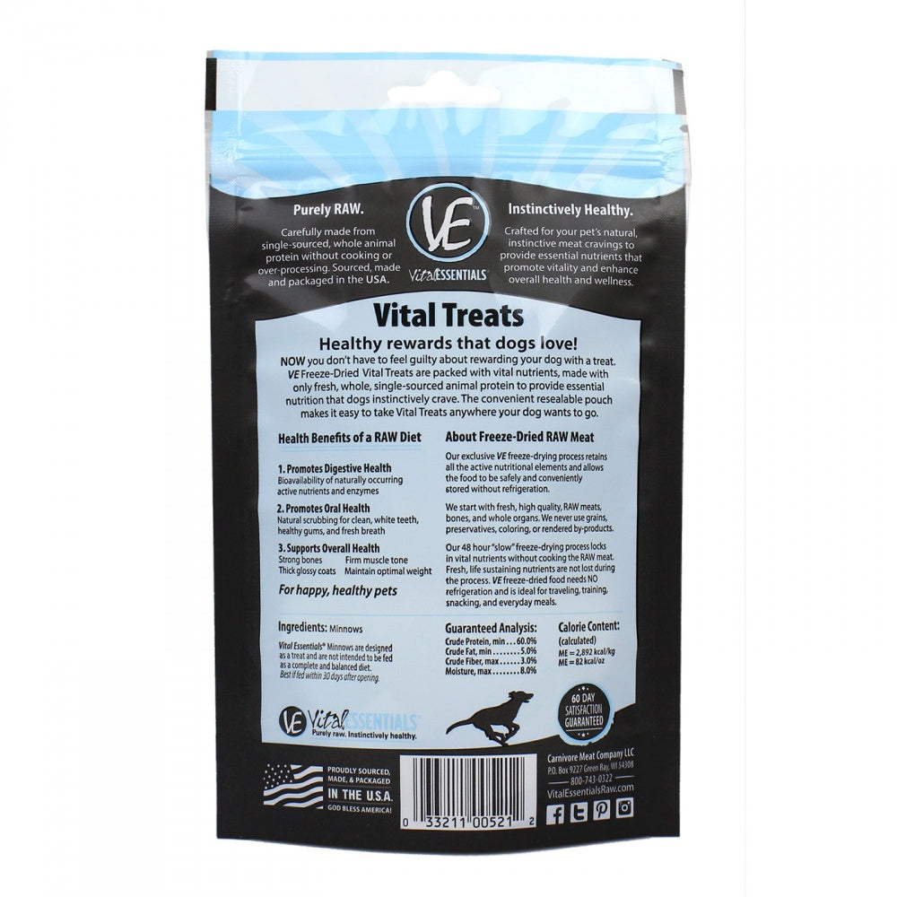 Vital Essentials Freeze Dried Grain Free Minnows Treats for Dogs  