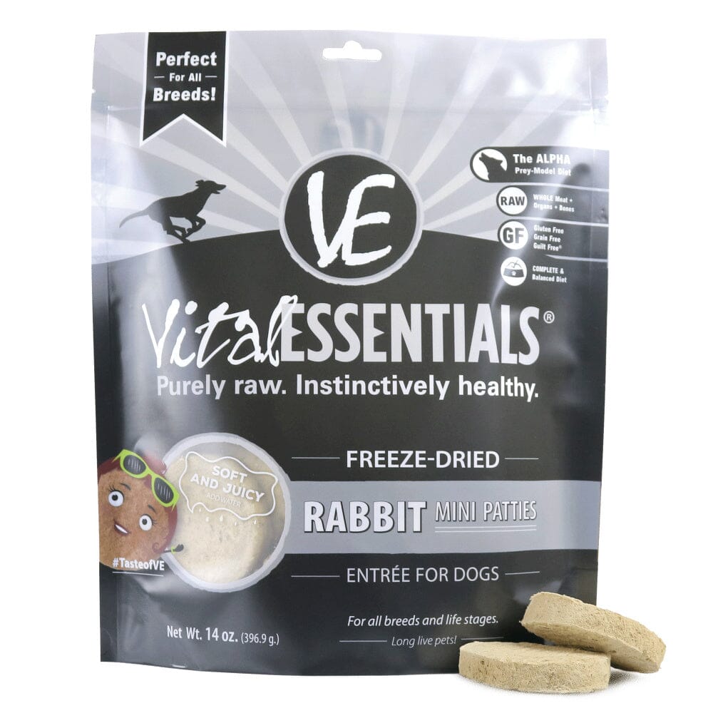 Vital Essentials Rabbit Vital Essentials Freeze Dried Grain Free Rabbit Mini Patties Entree fo ...