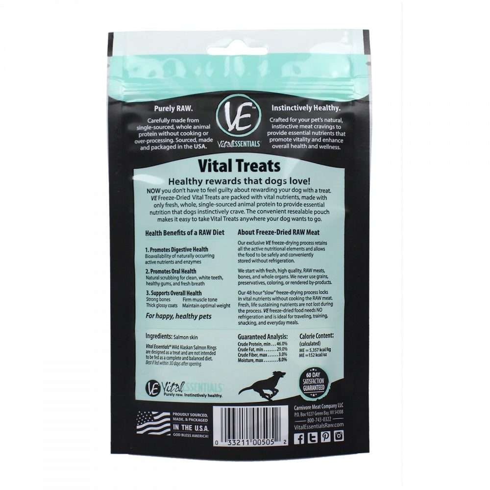 Vital Essentials Freeze Dried Vital Treats Grain Free Wild Alaskan Salmon Rings Dog Treats  