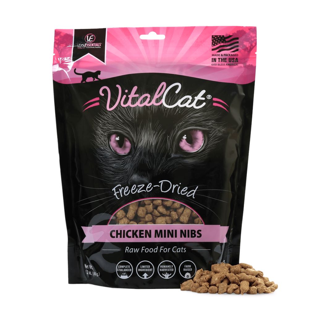 Vital Essentials Grain Free Chicken Mini Nibs Freeze Dried Raw Food for Cats  