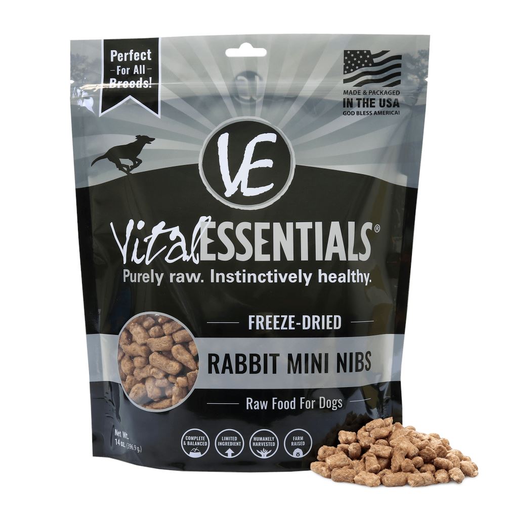 Vital Essentials Grain Free Rabbit Mini Nibs Entree Freeze Dried Dog Food  