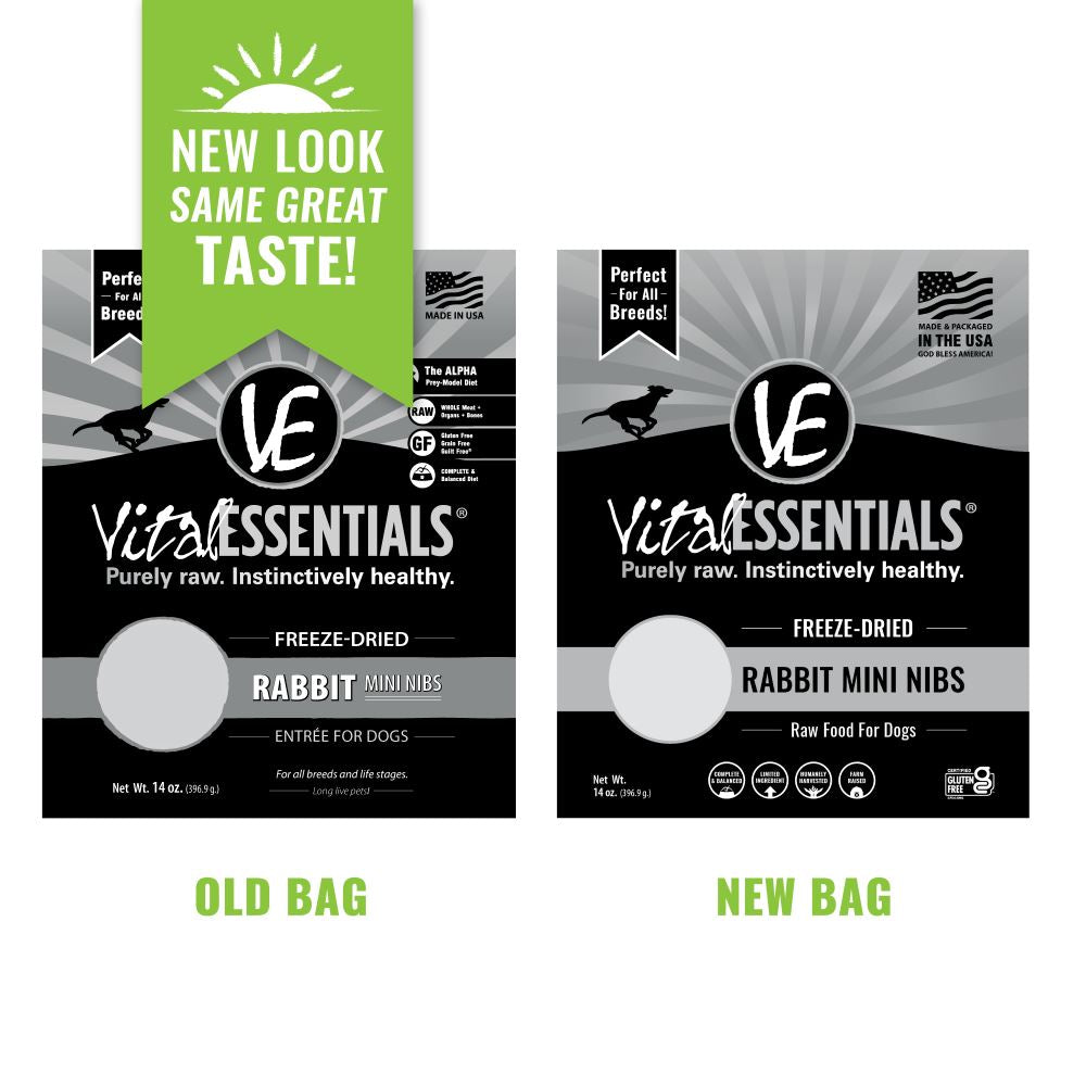 Vital Essentials Grain Free Rabbit Mini Nibs Entree Freeze Dried Dog Food  