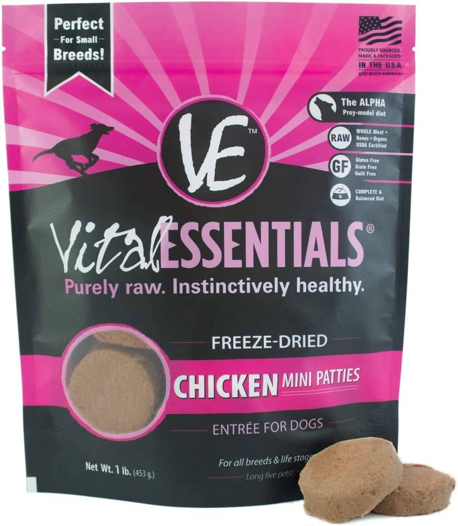Vital Essentials Mini Pet Patties Chicken Entrée Freeze-Dried Dog Food - 1 Lb  