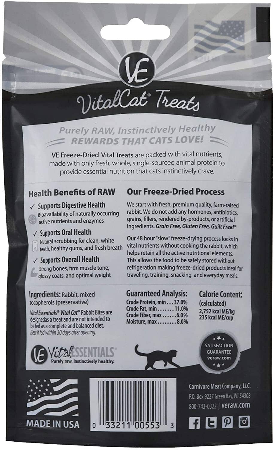 Vital Essentials Rabbit Bites Freeze Dried Cat Treats - 0.9 Oz  