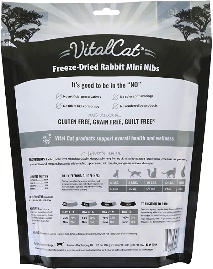 Vital Essentials Rabbit Mini Nibs Freeze-Dried Cat Food - 12 Oz  