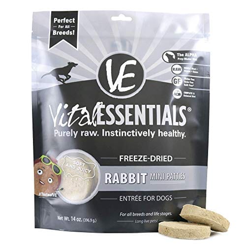 Vital Essentials Rabbit Mini Patties Entrée Freeze-Dried Dog Food - 14 Oz
