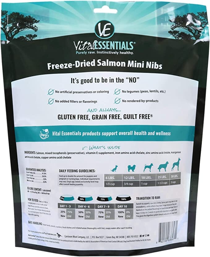 Vital Essentials Salmon Mini Nibs Freeze-Dried Dog Food - 14 Oz  