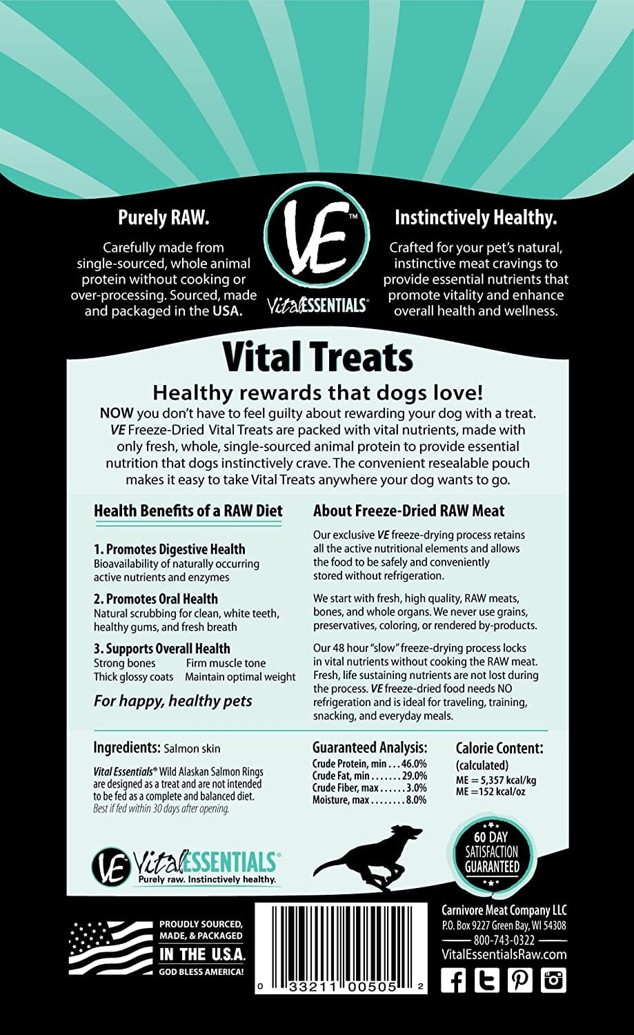 Vital Essentials Salmon Rings Freeze-Dried Dog Treats - 2 Oz  