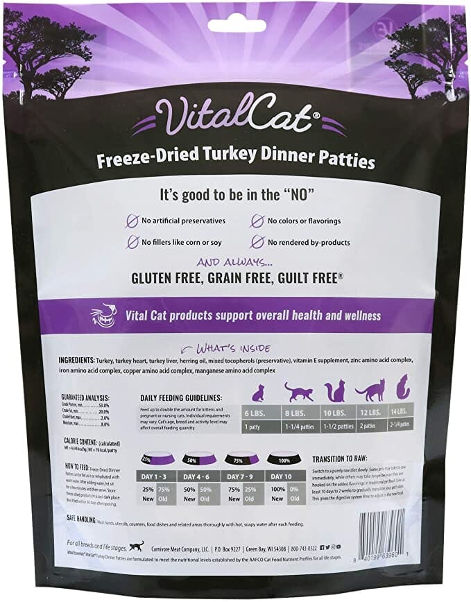 Vital Essentials Turkey Dinner Patties Freeze-Dried Cat Food - 8 Oz  