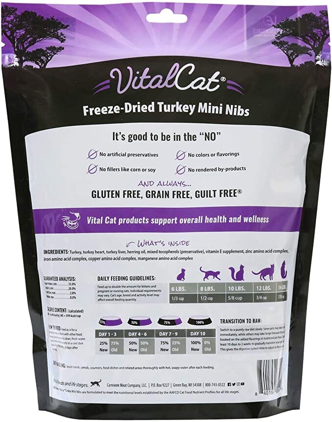 Vital Essentials Turkey Mini Nibs Freeze-Dried Cat Food - 12 Oz  