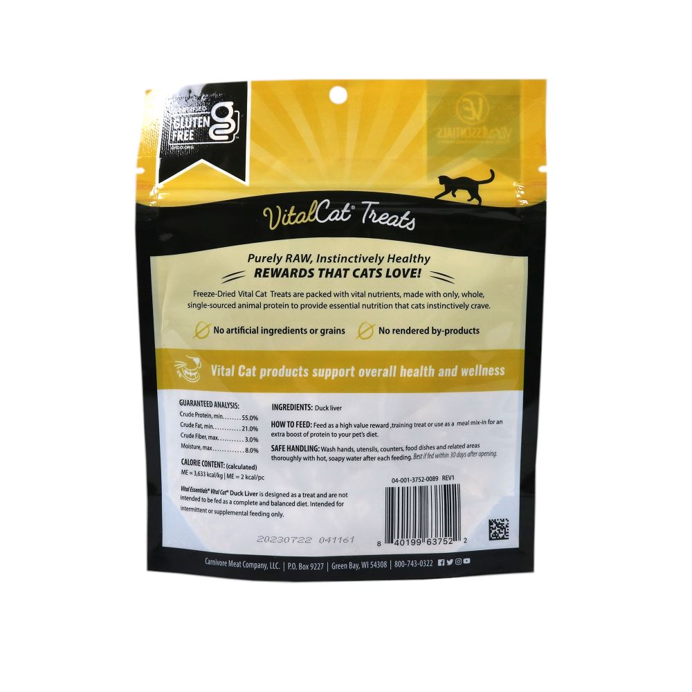 Vital Essentials Vital Cat Freeze Dried Grain Free Duck Liver Cat Treats  