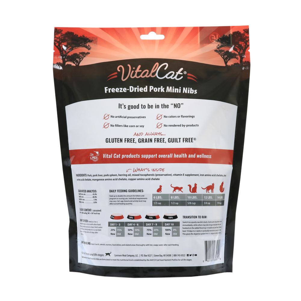 Vital Essentials Vital Cat Pork Mini Nibs Freeze Dried Cat Food  