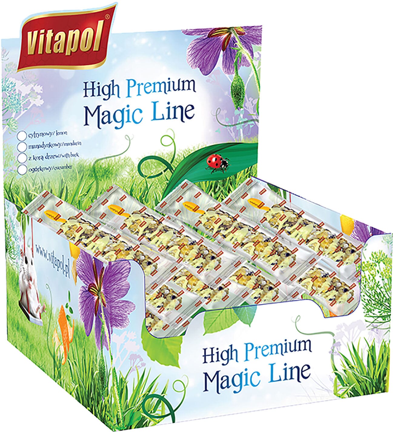 Vitapol Magic Line Small Animal Display Treat Sticks - Lemon - 12 Count  