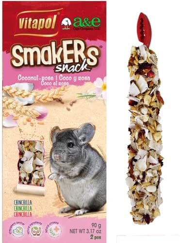 Vitapol Smakers Chinchilla Small Animal Treat Sticks - Coconut/Rose - 2 Pack  