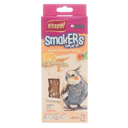 Vitapol Smakers Treat Stick Cockatiel Bird Sticks - Orange - 2 Pack  