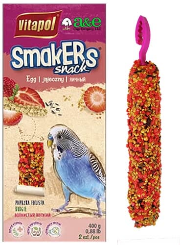 Vitapol Smakers Treat Stick Parakeet Bird Sticks - Strawberry - 2 Pack  