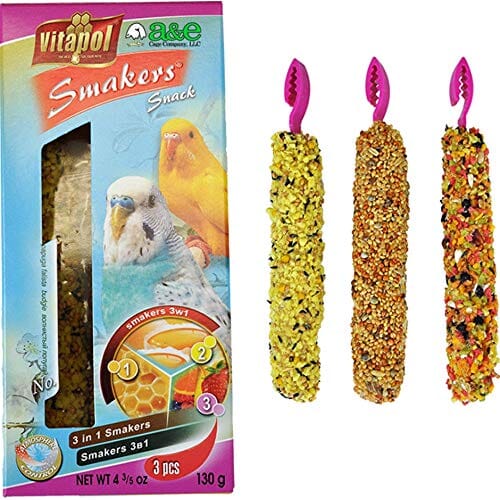 Vitapol Smakers Treat Stick Parakeet Variety Bird Sticks - 3 Pack  