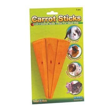 Ware Wood Carrot Stick Chews Small Animal Chew Toys - 3 Count