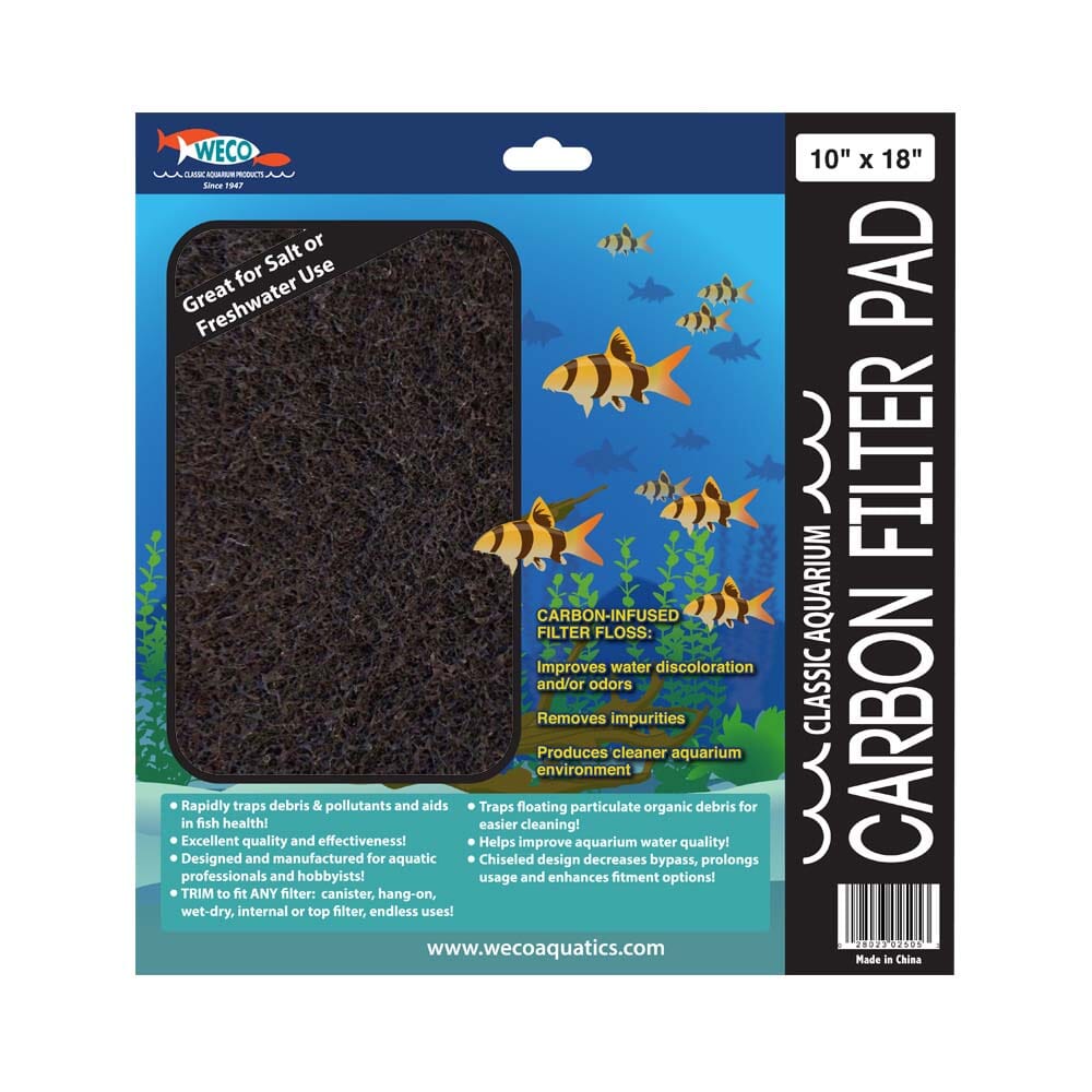 Weco Products Classic Aquarium Carbon Filter Pad - Black - 10 In X 18 in  