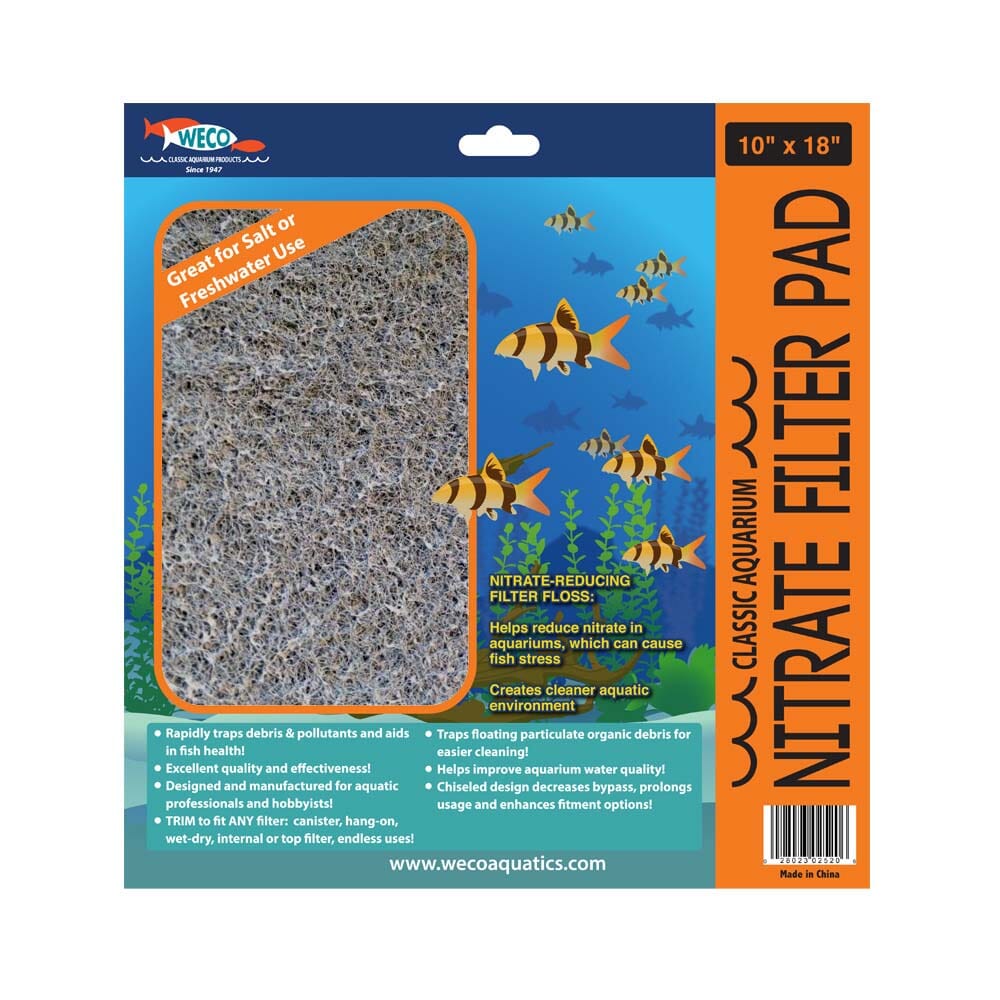 Weco Products Classic Aquarium Nitrate Filter Pad - Grey - 10 In X 18 in  