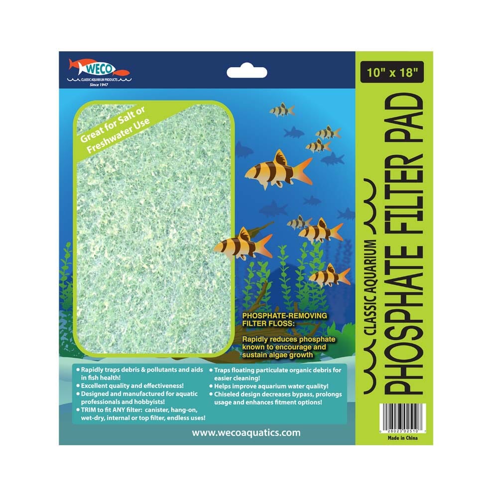 Weco Products Classic Aquarium Phosphate Filter Pad - Green - 10 In X 18 in  