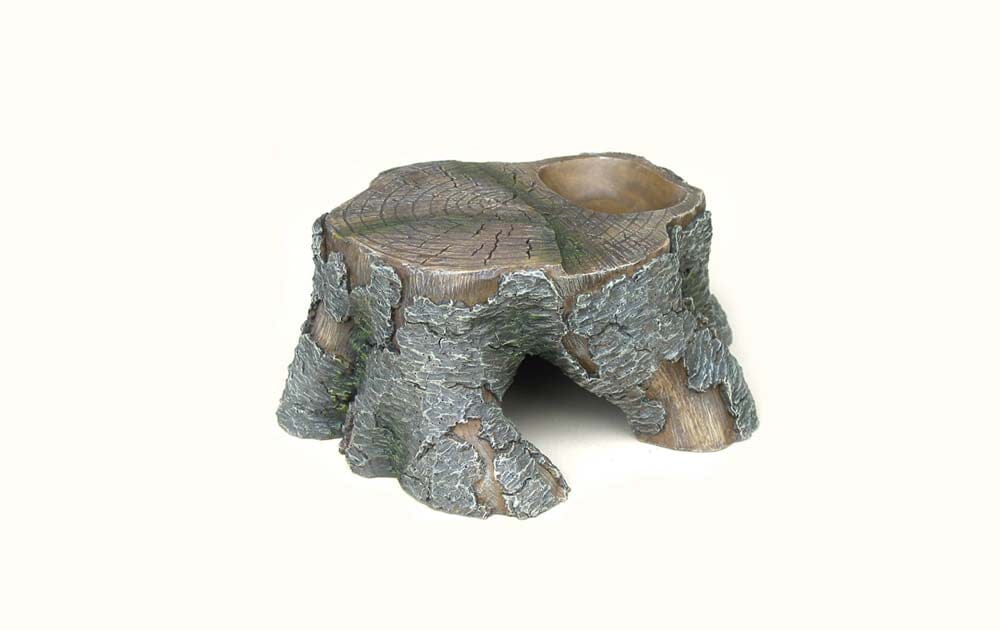 Weco Products Wecorama Sleepy Hollows Pine Stump Den Terrarium Ornament - Gray and Brown - Small  