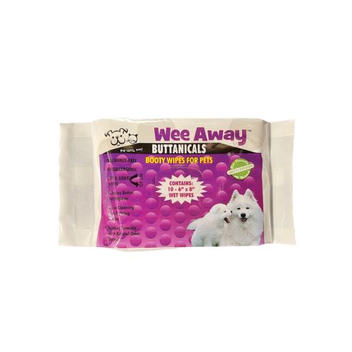 Wee Away Buttanicals Wipes - Mini Size Cat and Dog Wipes - 10 wipes per pack - 10 packs