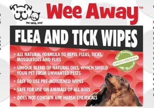 Wee Away Flea and Tick Wipes - Mini Size Cat and Dog Wipes - 10 wipes per pack - 10 packs