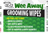 Wee Away Grooming Wipes Green Tea - Mini Size Cat and Dog Wipes - 10 wipes per pack - 10 packs  