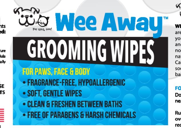 Wee Away Grooming Wipes - Mini Size Cat and Dog Wipes - 10 wipes per pack - 10 packs  
