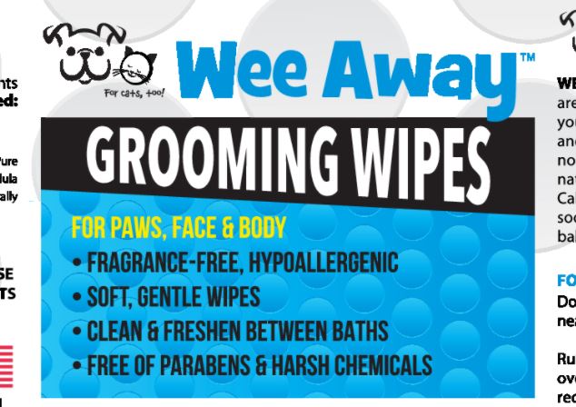 Wee Away Grooming Wipes - Travel Size Cat and Dog Wipes - 30 ct  