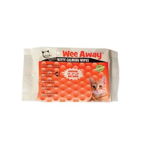 Wee Away Kitty Calming Wipes - Mini Size Cat and Dog Wipes - 10 wipes per pack - 10 pac...