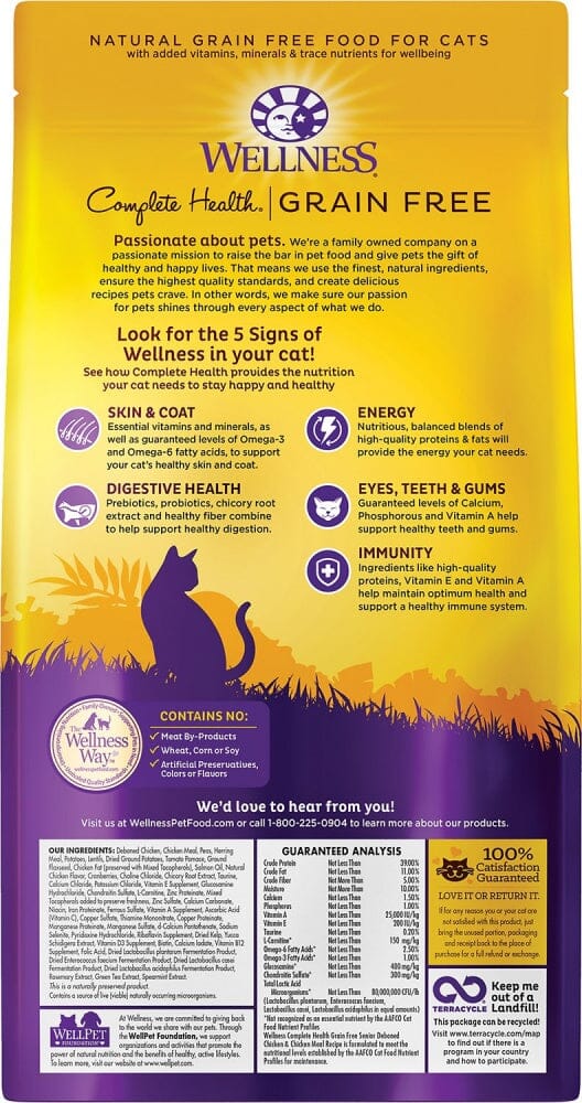 Wellness Complete Health Deboned Chicken & Chicken Meal Grain Free Senior Dry Cat Food  