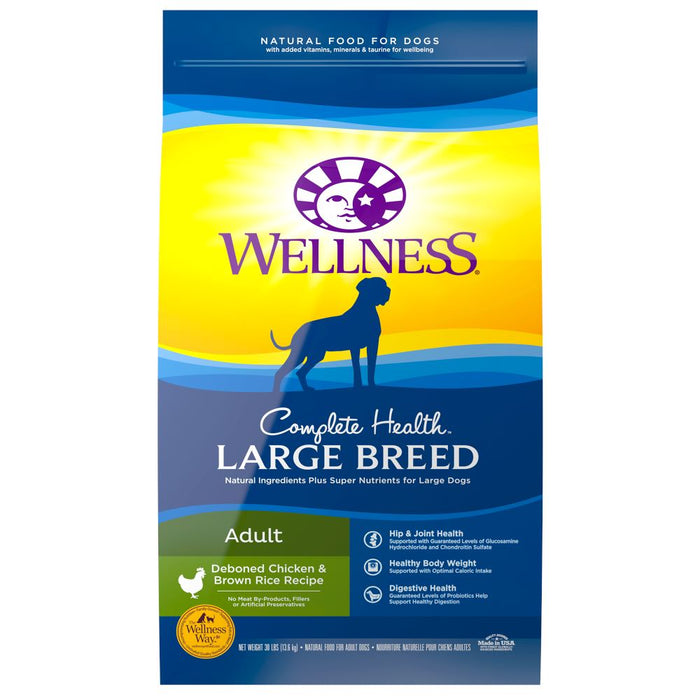 Wellness Complete Health Natural Large Breed Adult Chicken and Brown Rice Recipe Dry Do...