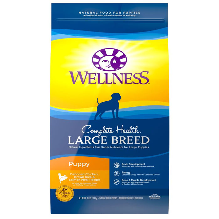 Wellness Complete Health Natural Large Breed Puppy Chicken, Brown Rice and Salmon Recip...