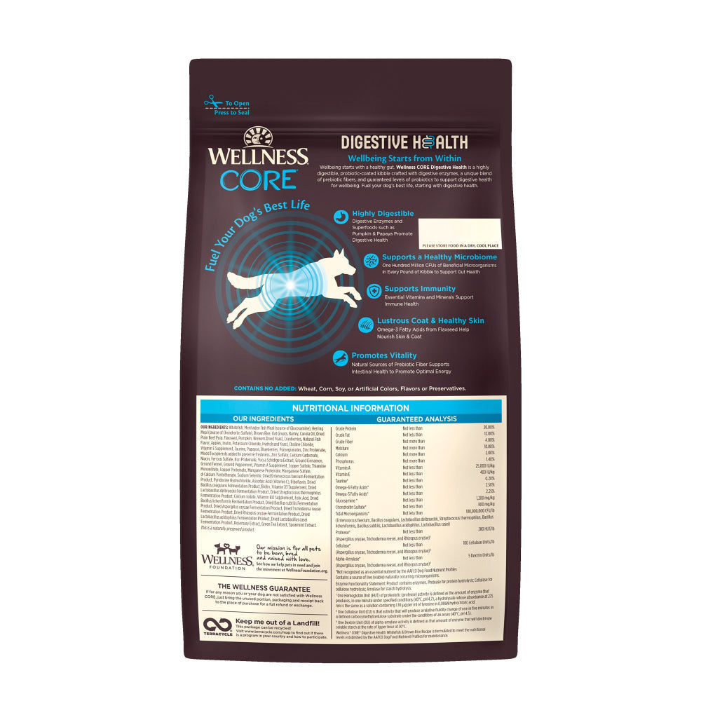 Wellness Core Digestive Health Whitefish Recipe Dry Dog Food  