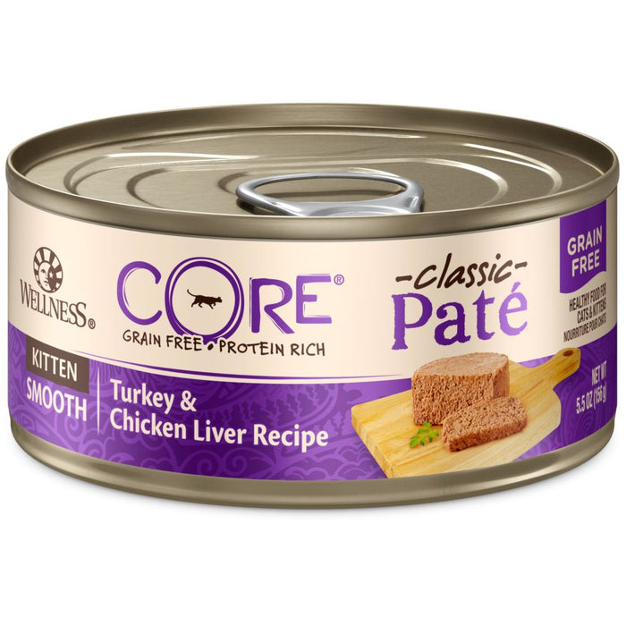 Wellness CORE Grain Free Natural Kitten Health Turkey and Chicken Smooth Pate Canned Ca...