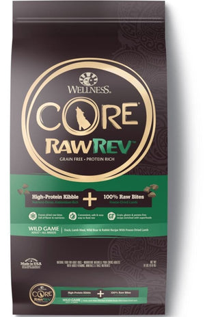Wellness CORE RawRev Natural Grain Free Wild Game Duck, Lamb, Wild Boar & Rabbit with F...