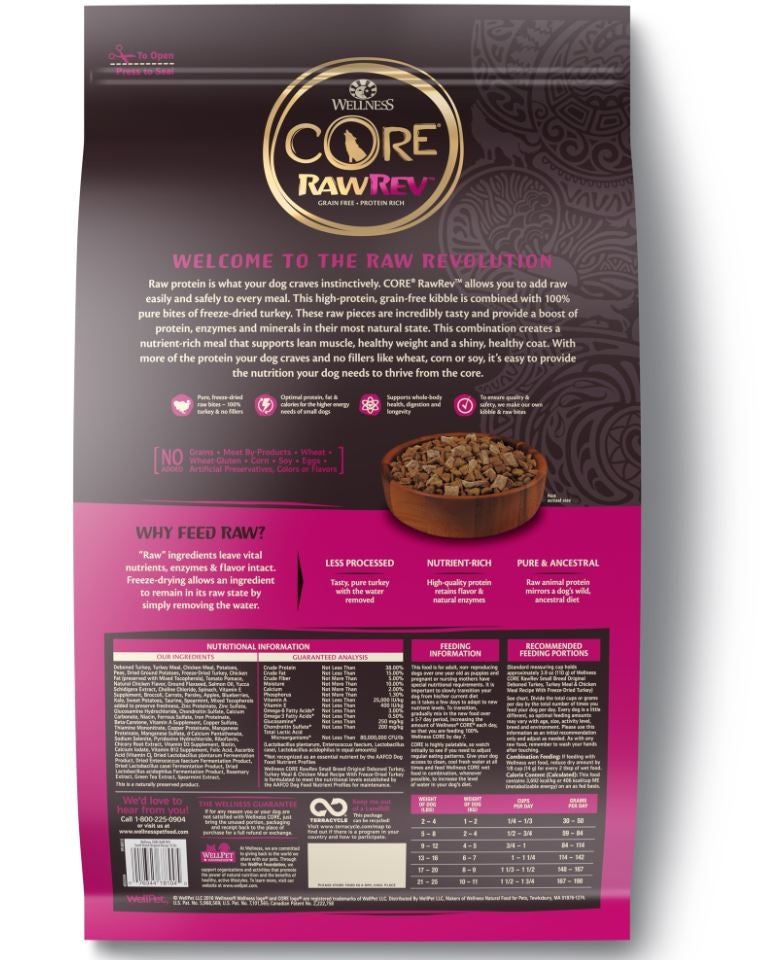 Wellness CORE RawRev Natural Small Breed Grain Free Original Turkey & Chicken with Freeze Dried Turkey Dry Dog Food  