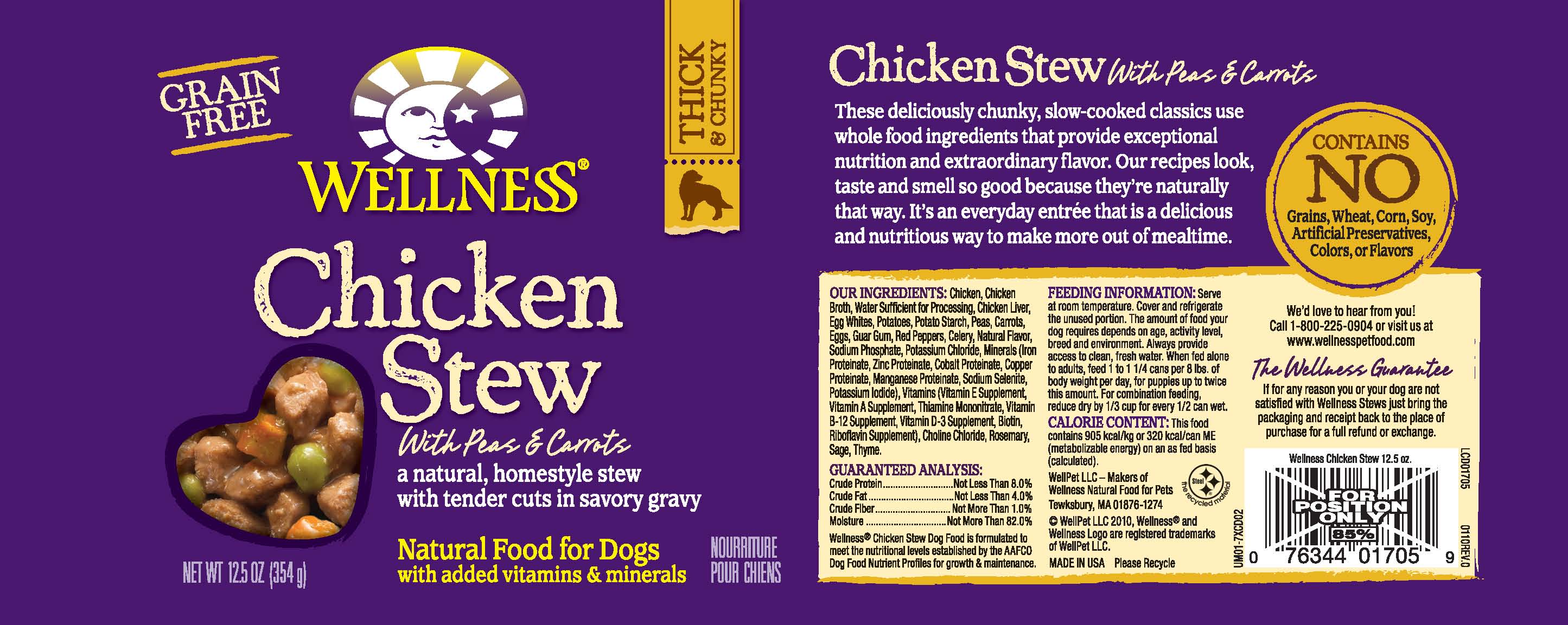 Wellness Grain Free Natural Chicken Stew with Peas and Carrots Wet Canned Dog Food  