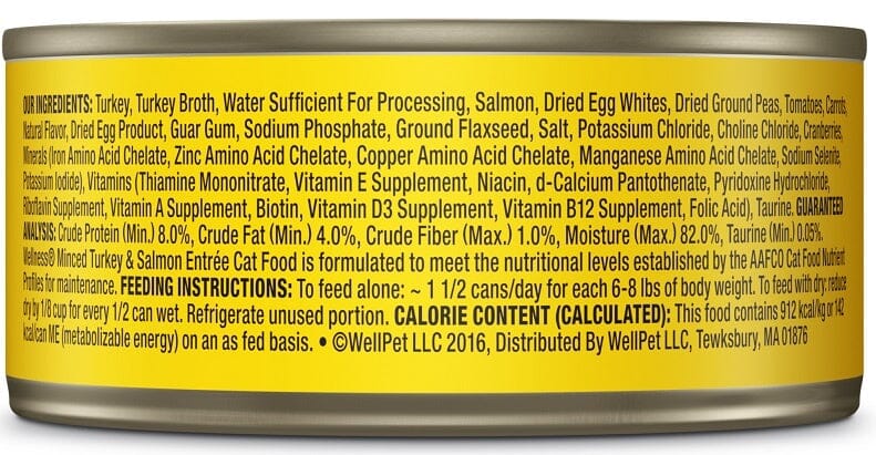 Wellness Grain Free Natural Minced Turkey and Salmon Entree Wet Canned Cat Food  