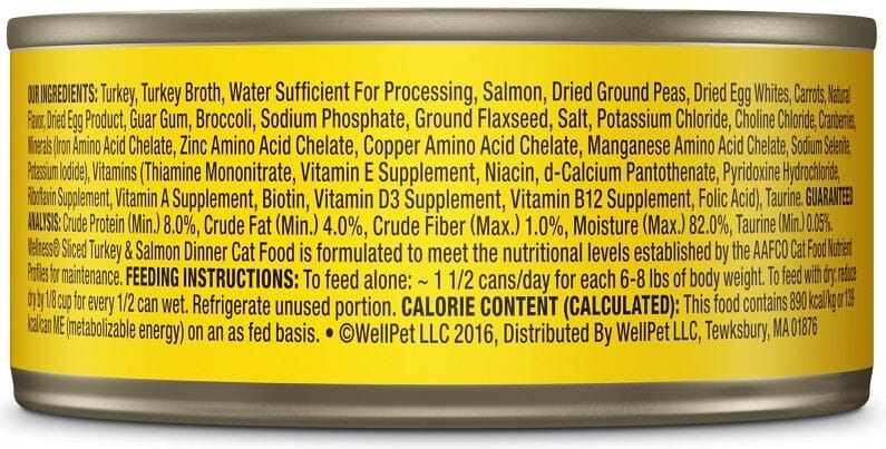 Wellness Grain Free Natural Sliced Turkey and Salmon Dinner Wet Canned Cat Food  